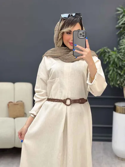 پیراهن کمربند دار گندم