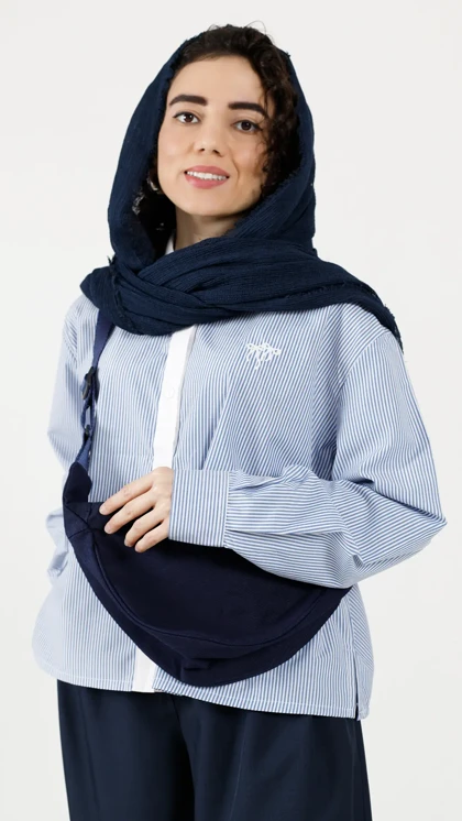شومیز راه راه گلدوزی پاپیون
