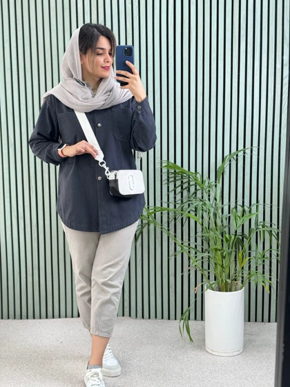 مانتو جین رنگی نیلای