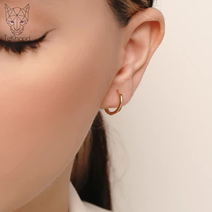 گوشواره حلقه‌ای ژوپینگ مینیمال گلد