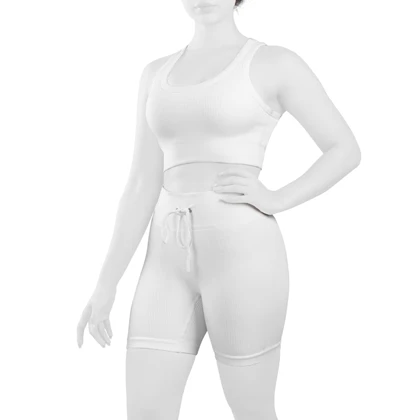 ست نیم‌تنه و کشاله بند ورزشی زنانه مدل YJ077 سفید