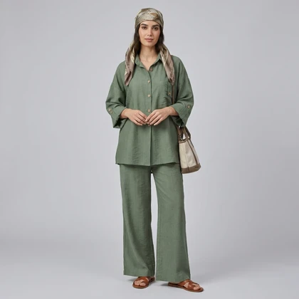ست مانتو و شلوار زنانه جیب‌دار بابوس درسا کد 35