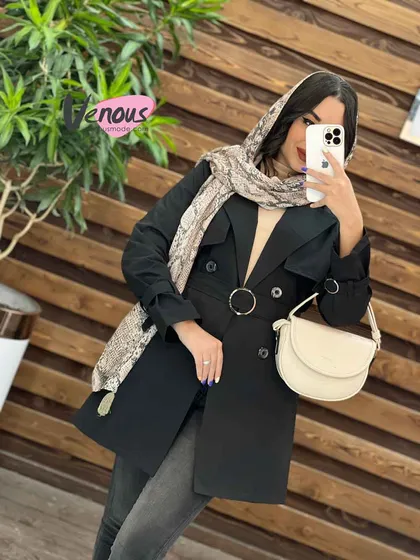 بارانی چهاردکمه کمردار