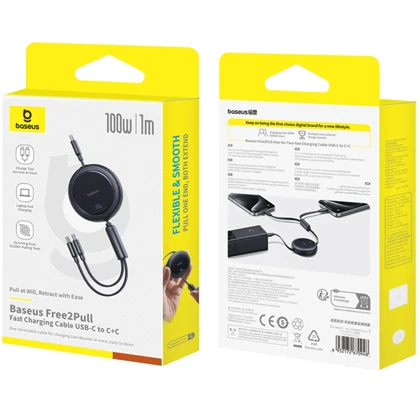 کابل جمع شونده تایپ سی به دو تایپ‌سی 100 وات یک متری بیسوس Baseus CB000124/P10318602111