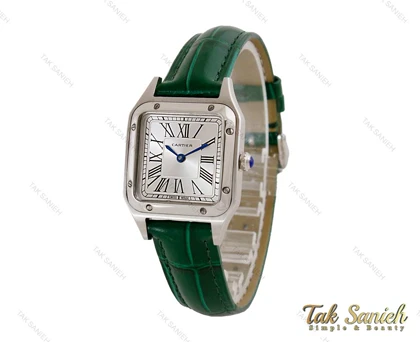 ساعت کارتیر سانتوس دومونت زنانه بند چرم سبز Cartier-4074-L