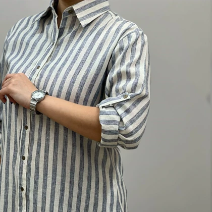 تونیک لینن یقه دار