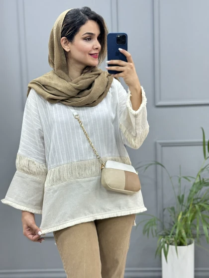 مانتو لینن مکرومه