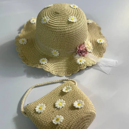 ست بچگانه کلاه و کیف ساحلی بابونه