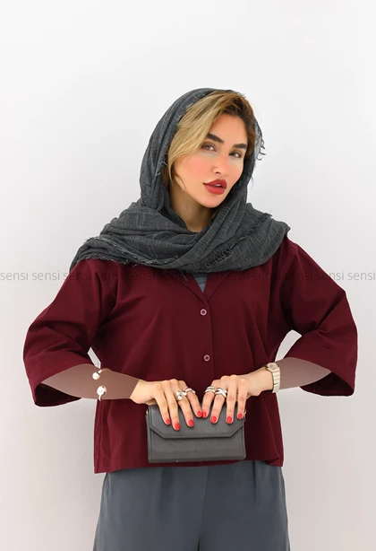 شومیز لینن یقه انگلیسی کد1006378