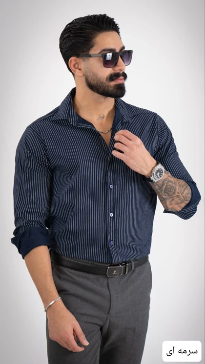 پیراهن مردانه راه راه اذین_کد4638