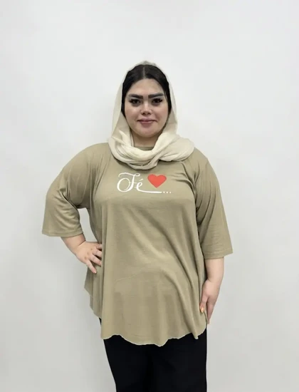 تونیک سایز بزرگ زنانه نخی طرح قلب (مدل زیگزال)