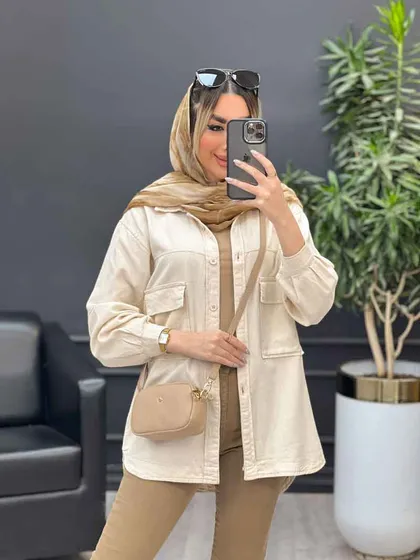 مانتو آستین برش‌دار دو جیب
