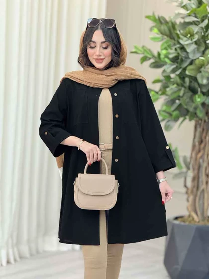 مانتو بغل سه دکمه جیب دوبل
