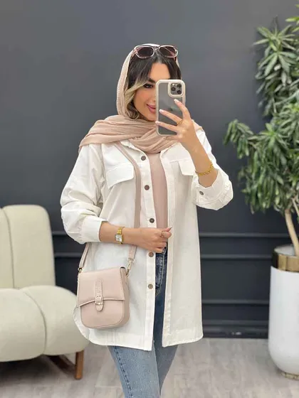 مانتو جیب نما بغل سه دکمه