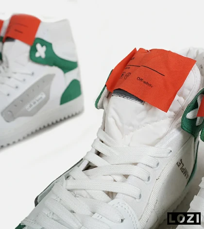 کفش کتانی ساق‌دار سفید سبز OFF WHITE