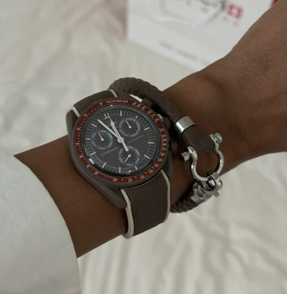 ساعت امگا سواچ قهوه ای بند رابر Omega Swatch Mission to the Desert