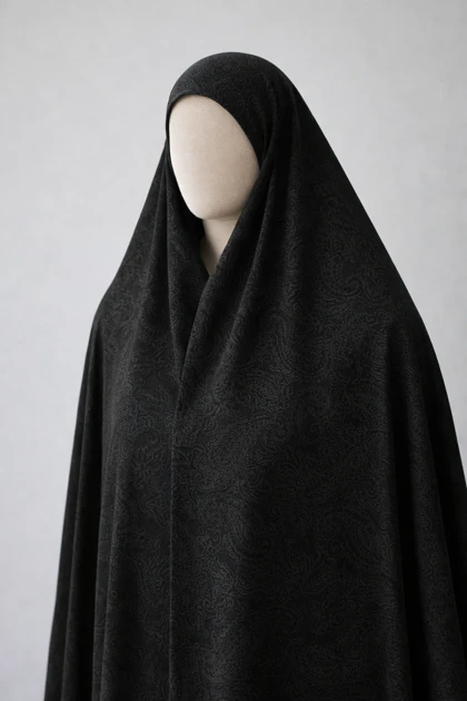 پارچه چادر مشکی طرح دار برند رولنس اصل کره ای کد 100
