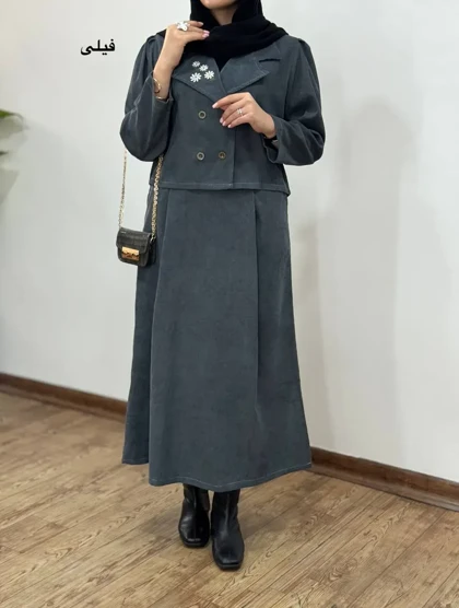 ست کت و دامن گلدوزی سیمین 1