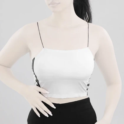 نیم‌تنه کاپ‌دار لیزری ورزشی زنانه مدل 5B0194 سفید