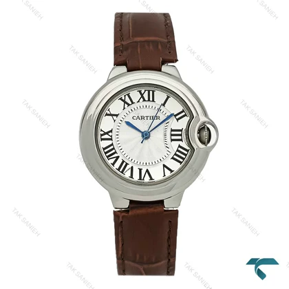 ساعت زنانه کارتیر بالن بلو بند چرم قهوه ای Cartier-7910-L