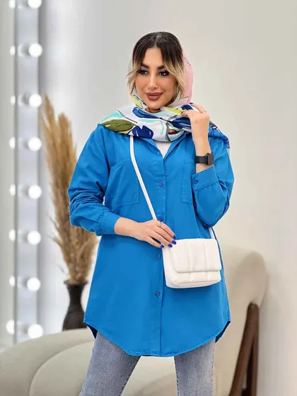 مانتو کتان دو جیب پرند