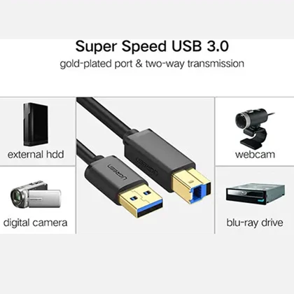 کابل پرینتر USB 3.0 یوگرین UGreen مدل US210-30753 یک متری