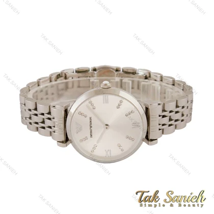 ساعت امپریو آرمانی زنانه نقره ای ایندکس نگین Armani-4400-L