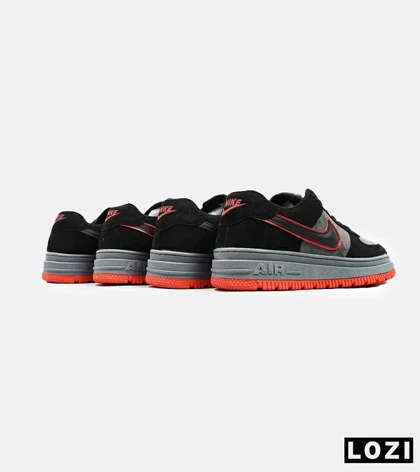 کفش کتانی مردانه و زنانه طوسی مشکی قرمز نایک NIKE AIR FORCE مدل 4192