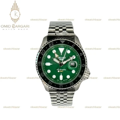 ساعت مچی سیکو 5 بند سیلور صفحه سبز Seiko 5 GMT