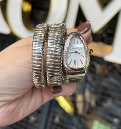 ساعت بولگاری ماری زنانه رزگلد نقره ای دور نگین