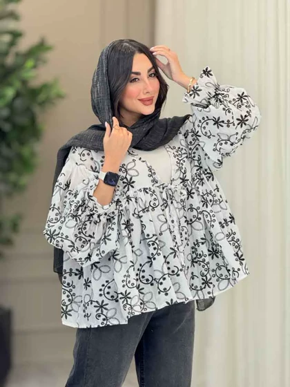 مانتو طرح گل چین‌دار 6749