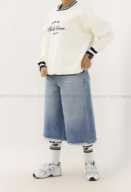 شلوارک جین واید قد 80کد1004174