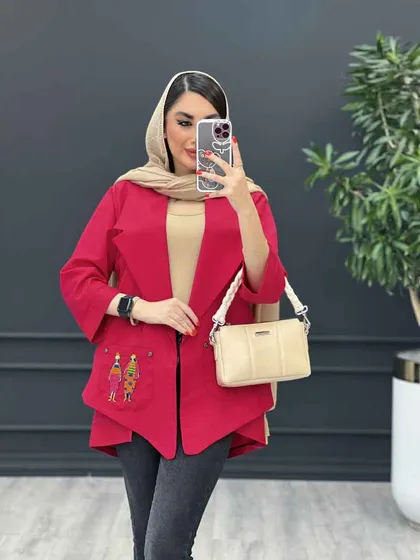 مانتو داکرون جیب گلدوزی بغل چاک