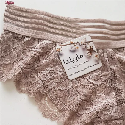 شورت زنانه مدل گیپور گل‌دار نسکافه ای
