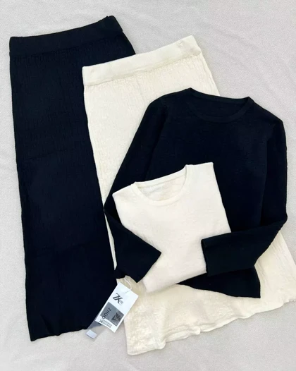 ست پلیور و دامن بافت کد 5365