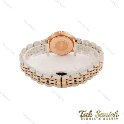 ساعت مچی امپریو آرمانی زنانه دورنگ رزگلد صفحه مشکی شماره نگین Armani-5441-L