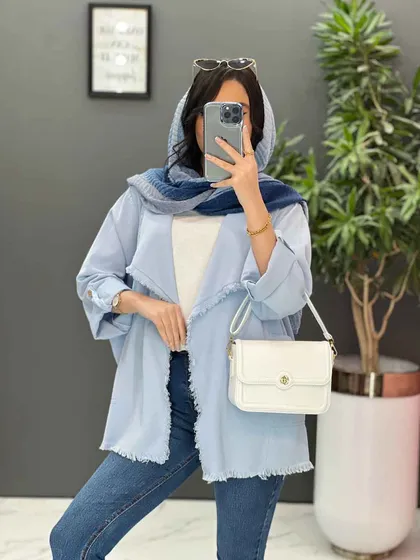 مانتو کتان یقه آمریکایی