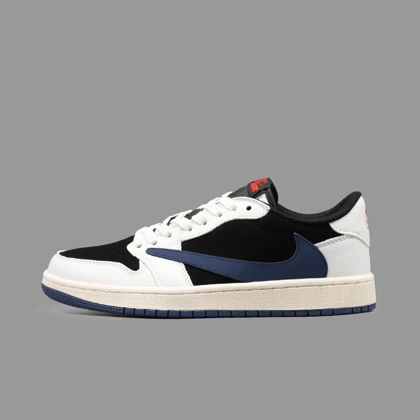 نایکی جردن 1 ساق کوتاه ترویس اسکات سفید سرمه ای Nike Jordan 1 Low Travis Scott White Navy