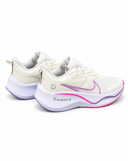 کتانی زنانه رانینگ مدل نایکی زوم ایکس لبخند سفید یاسی NIKE