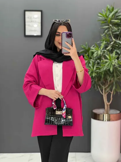 مانتو یقه دوبل آستین پاکتی