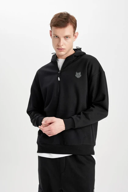 سویشرت چاپی کلاهدار با سایز بزرگ Fit Fit Fit B8124ax23cw B8124AX23CW