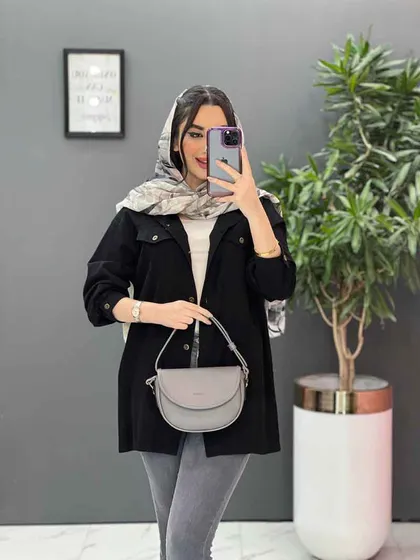 مانتو شومیزی جلودکمه جیب نما