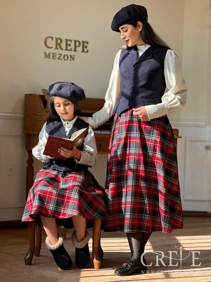 ست سه تیکه بلوز دامن جلیقه مدل پاییز