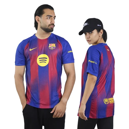 تیشرت فوتبالی پلیری بارسلونا مدل Nike-2025-26 آبی قرمز