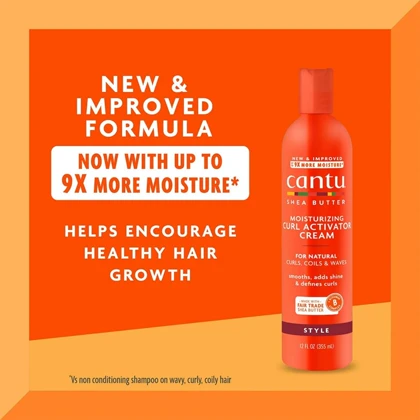 کرم اکتیویتور مرطوب کننده موی فر کنتو Cantu اصل حاوی شی باتر حجم 355ml
