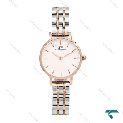 ساعت DW زنانه دورنگ رزگلد صفحه سفید مینی DW-6001-24-L