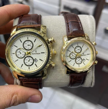 ساعت طرح سه موتوره رومانسون بند چرمی قهوه ای