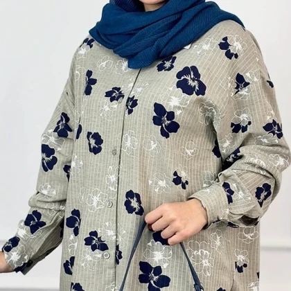 مانتو زنانه لینن دیپلمات گل‌دار