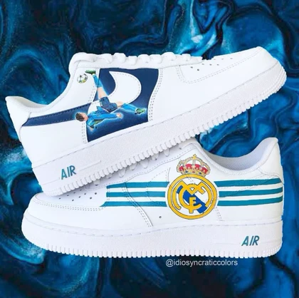 کفش اسپرت کاستوم کتانی با طرح رئال مادرید نایک nike ایرفورس air force