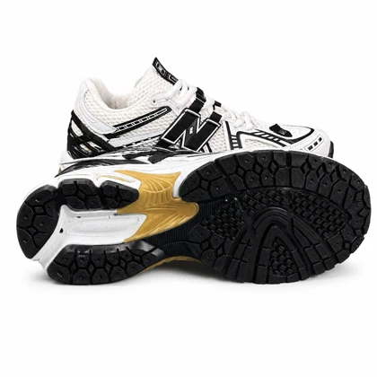 کتانی مردانه نیوبالانس سفید مشکی طلایی New BALANCE 1906